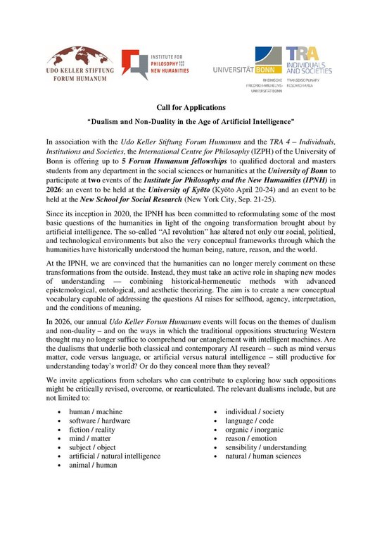 Ausschreibung Stipendien der TRA 4 und Udo-Keller-Stiftung für Teilnahme an einer Frühlings- und Herbstschule