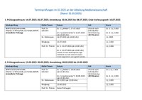 Terminliste Prüfungen SS 25