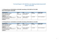 Terminprüfungen im WS 2025/26