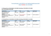 Terminprüfungen im WS 25/26, Stand: 14.10