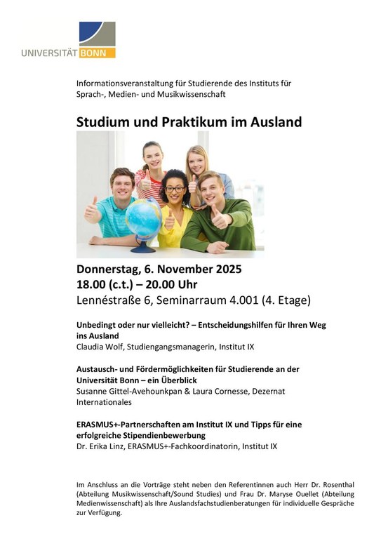 Informationsveranstaltung Studium und Praktikum im Ausland 2025